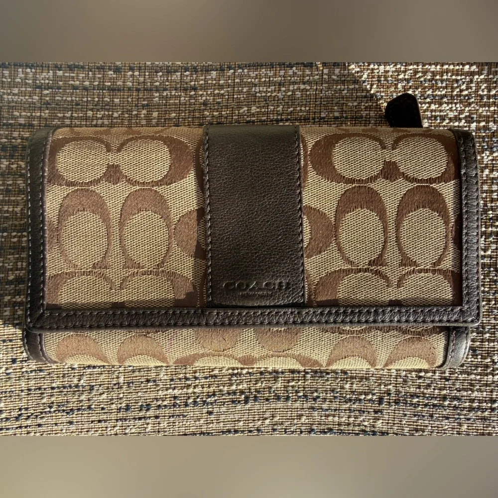 Coach Signature Brown and Tan Wallet